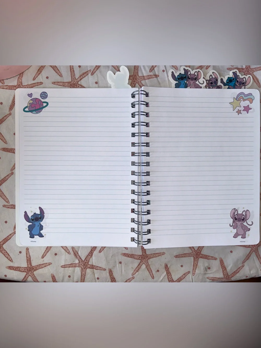 Disney Stitch Spiral Notebook in Pink and Blue with Stickers